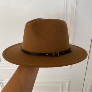 Fall Felt Hat Fedora belt Dark-Camel